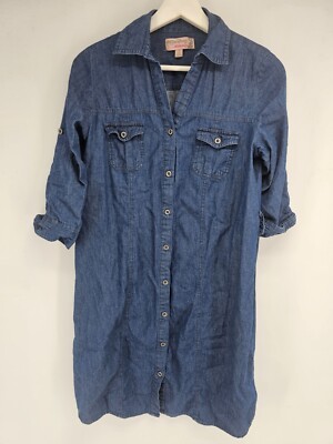 white christmas dresses Full Sleeves Denim Maternity Shirt Dress main image 1