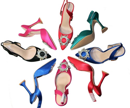 Scarpe Donna Decollete Raso Gioiello Tacco Clessidra Alto Sandali Cerimonia  D79 | eBay