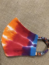 Handmade FACE MASK REVERSIBLE Three Layer Chic Floral Tie Dye Bohemian OOAK