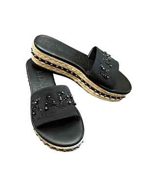 Karl Lagerfeld NWT Kamara Pearl Embellished Slip on Rope platform Size 7
