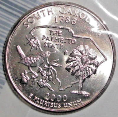 2000-P US State Quarter 25 cents South Carolina Wren Bird Animal