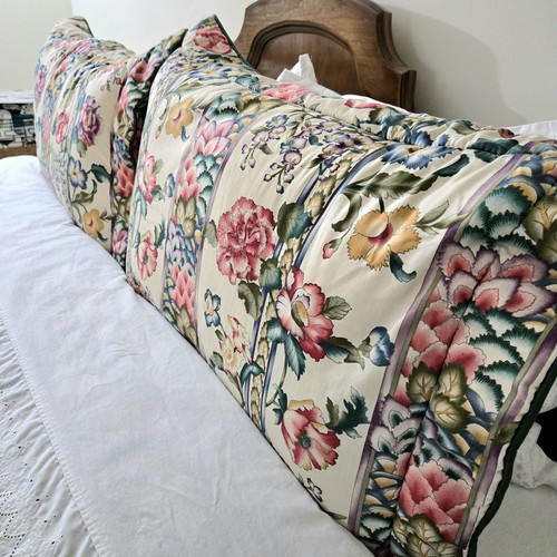 TWIN Sz RARE VTG Croscill Comforter & 2 Shams Dynasty Reversible Floral Retired - Picture 10 of 17