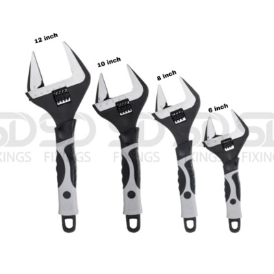 6''/8''/10''/12'' verstellbarer Schraubenschlüssel extra breite Maulöffnung bequemer Griff Pro