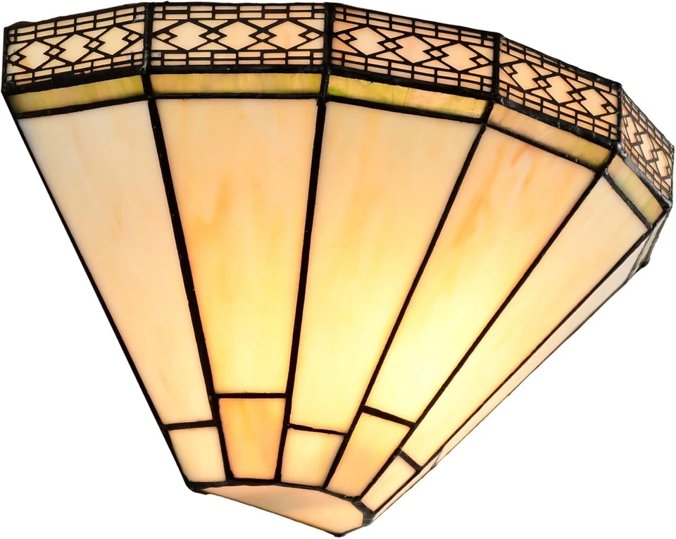 MISSION TIFFANY STYLE HANDCRAFTED GLASS WALL LIGHT WALL FIXING INCLUDED - Image 4 of 4