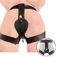 Female Locking Women Chastity Belt Device Faux Leather Bondage Panty Thigh Cuffs