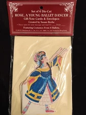 Rose, A Young Ballet Dancer Set of 6 Die-Cut Gift Note Cards & Envelopes NEW