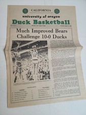 Vintage 1970s Oregon Ducks Game Program UofO vs Cal Golden Bears Basketball 70s