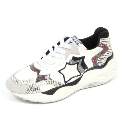 G5516 sneaker donna ATLANTIC STARS grey/white/silver suede/fabric shoes  woman UK