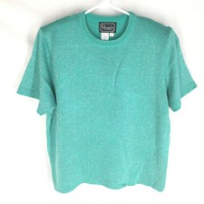 NEW VTG Rochelle California Sweater Size Medium Shoulder Pads Pinup Retro Green