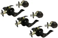 3 Entry deadbolt Oil Rubbed Bronze Door Lock sets Levers Handle all Keyed Alike