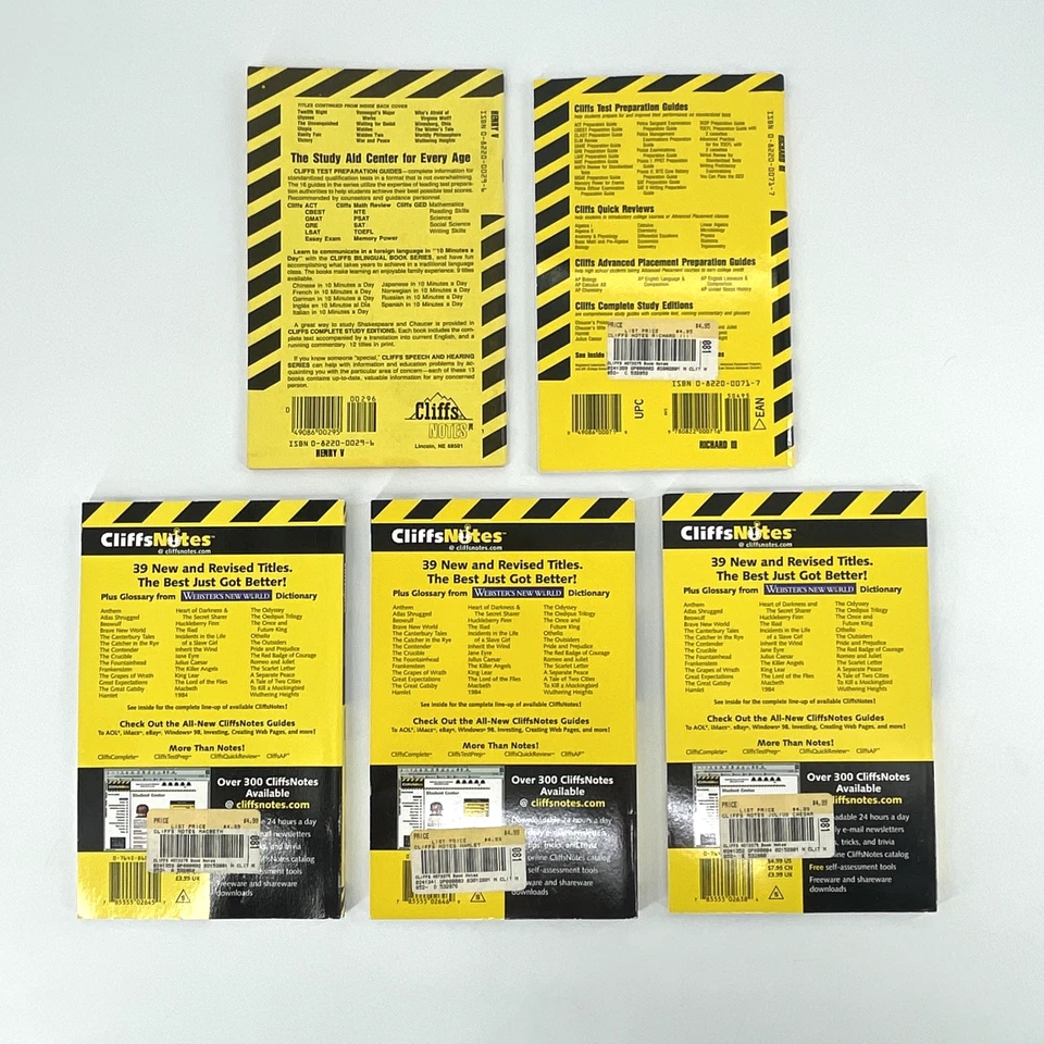 5 Cliffs Notes Books Shakespeare Hamlet Macbeth Richard III Henry V Julius Caesa - Image 2 of 4