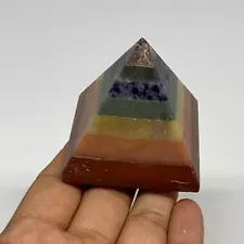 146.3g, 2"x2.1", 7 Chakra Pyramid Bonded Gemstone,Healing Crystal, B29802