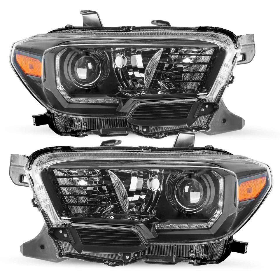 Juego faros izquierda+derecha LED DRL negros para Toyota Tacoma 2016-2022 Foto 2 de 4