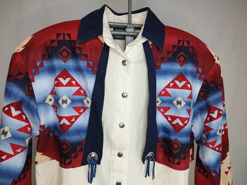 VTG Roughrider Circle T Cowgirl Western Rodeo Shirt Womens S/M Button Up Concho - Picture 6 of 15