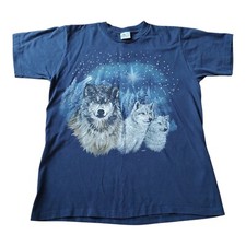 Arlecchino Vintage Wolf Pack T-shirt blu uomo media, petto 38" L- 25" ottima con