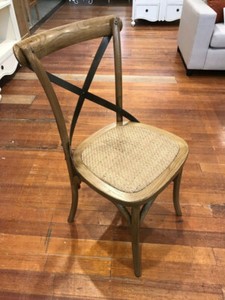 Dining Chair Oak With Metal Strap French Provincial Cross Back Seat Cafe Style Ebay