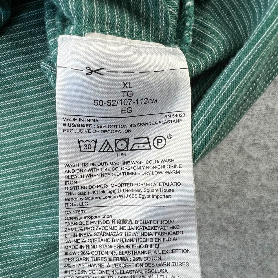 Banana Republic Mens Polo Shirt Size XL Green White Striped Button Down
