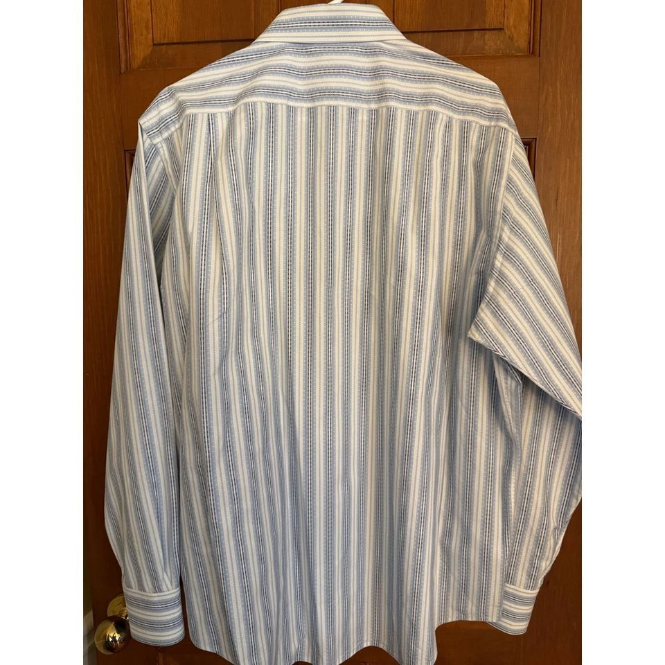 Camisa de vestir clásica Versace para hombre 17,5/44 azul 100 % algodón manga larga texturizada Foto 4 de 4