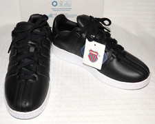 NWB K-Swiss Classic VN Black/White Leather Lace-Up Low Top Sneakers Sz 7.5