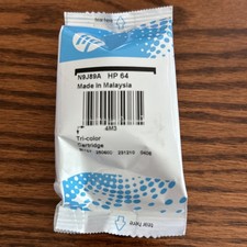 HP 64 TRI-COLOR OEM INK CARTRIDGE SEALED FOIL N9J89A SEALED GENUINE- No Box