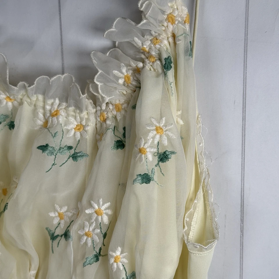 De Colección Años 50 Lencería Kickernick Amarillo Floral Chifón Vestido Coqueta Pradera Vestido S Foto 3 de 4