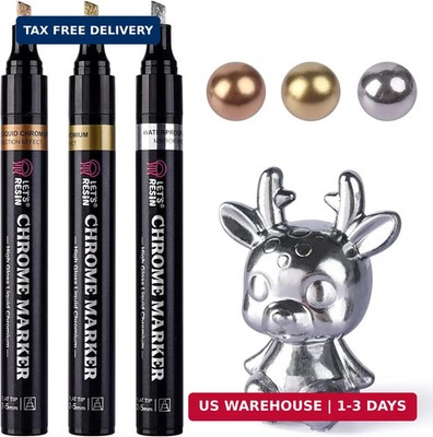 LET'S RESIN Liquid Mirror Chrome Metallic Markers, Reflective Gloss, 2-5mm Large