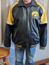 Vtg. Iowa Hawkeyes Varsity Collegiate Jacket, XL, Leather Type, Zips, Pockets