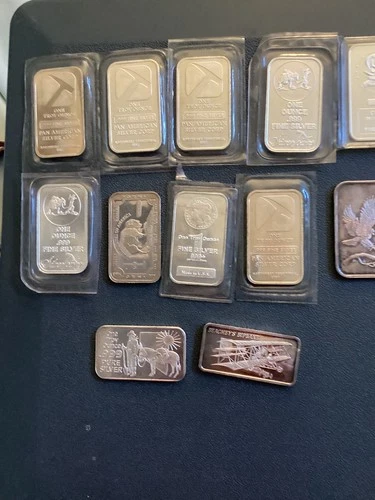 12 silver bars 1 oz each from various mints
