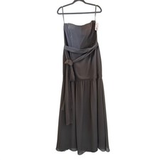 White by Vera Wang Strapless Chiffon Bridesmaid Dress Charcoal Sz 14 Wedding NWT