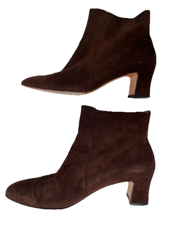 Botas de tornozelo Salvatore Ferragamo Itália femininas camurça marrom tamanho 9 B - Imagem 3 de 4