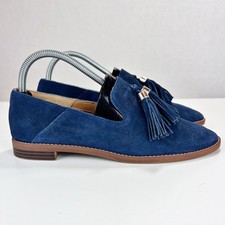Franco Sarto Women's Hadden Tassel Loafer Flat Size 8M Blue Suede Academia