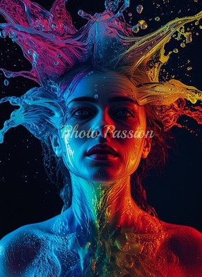 A4 Foto Portrait Frau Farben Modern Art Poster (3969)