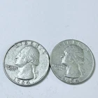 LOT O 2 WASHINGTON SILVER QUARTERS 90% SILVER CIRCULATED COINS FREE SHIP #9350