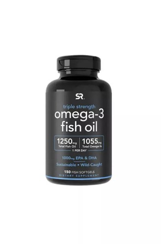 Sports Research Triple Strength Omega-3 Fish Oil, 150 Fish Softgels Exp 10/2025