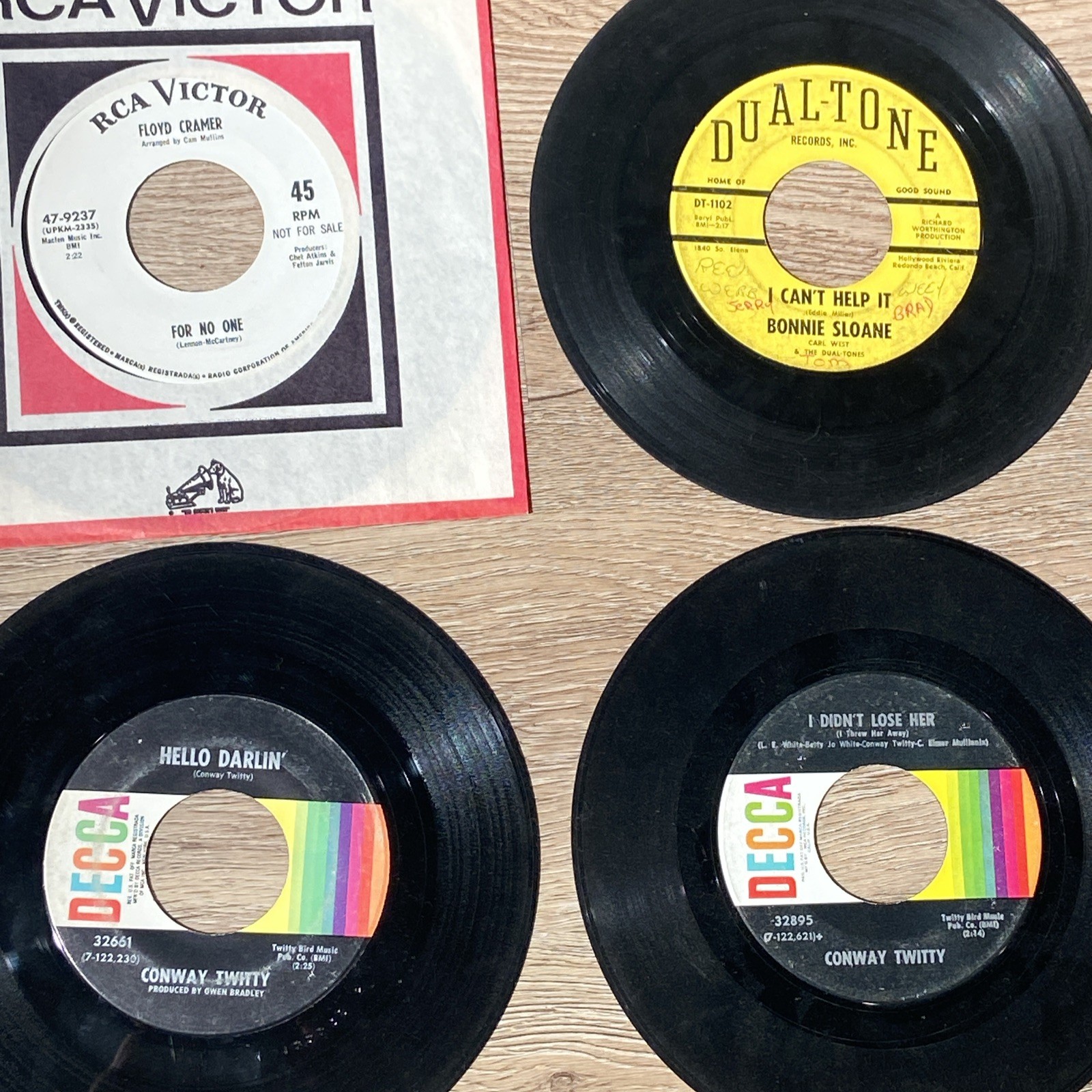 Lot Of 7 Country 45s Twitty Wynette Cramer Sloane Daniels