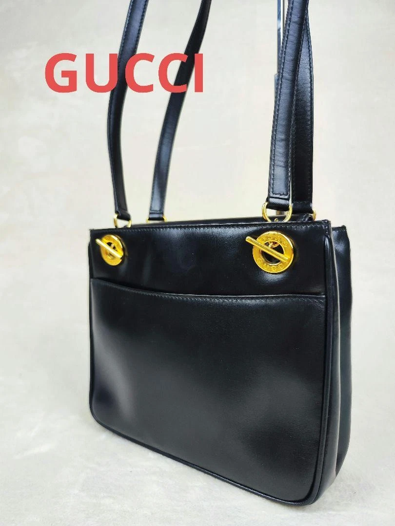 Sac bandoulière GUCCI cuir cercle logo doré vintage #PGELKX
