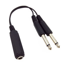 6.35Mm 1/4 Inch TRS Stereo Female to 2 Dual 1/4 Inch TS Mono Male Y Splitter Adi