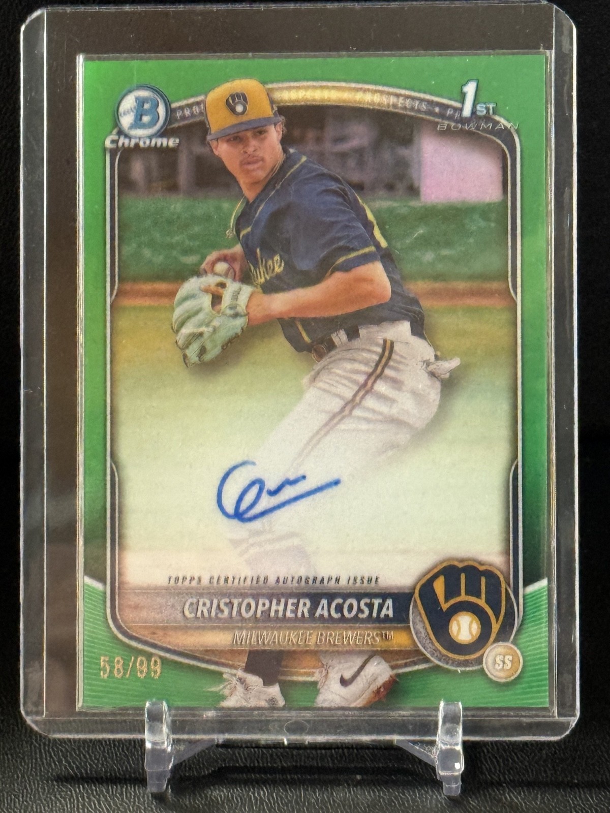 CRISTOPHER ACOSTA 2025 BOWMAN CHROME 1ST GREEN REFRACTOR AUTO 58 /99
