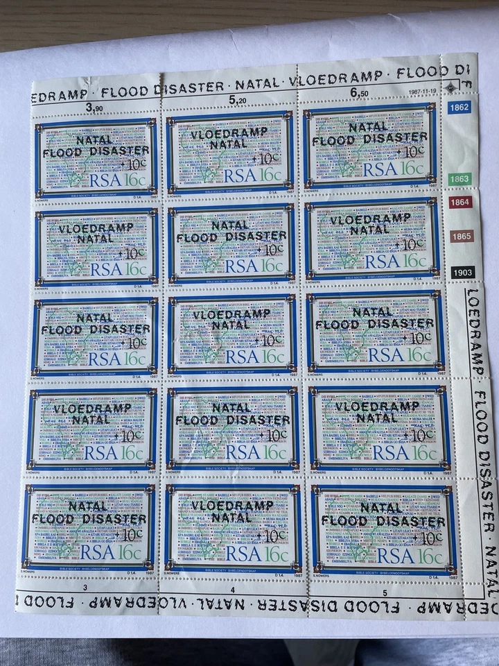 1987 South Africa Natal Flood Disaster Stamps. 33 in total.  - Image 3 of 4