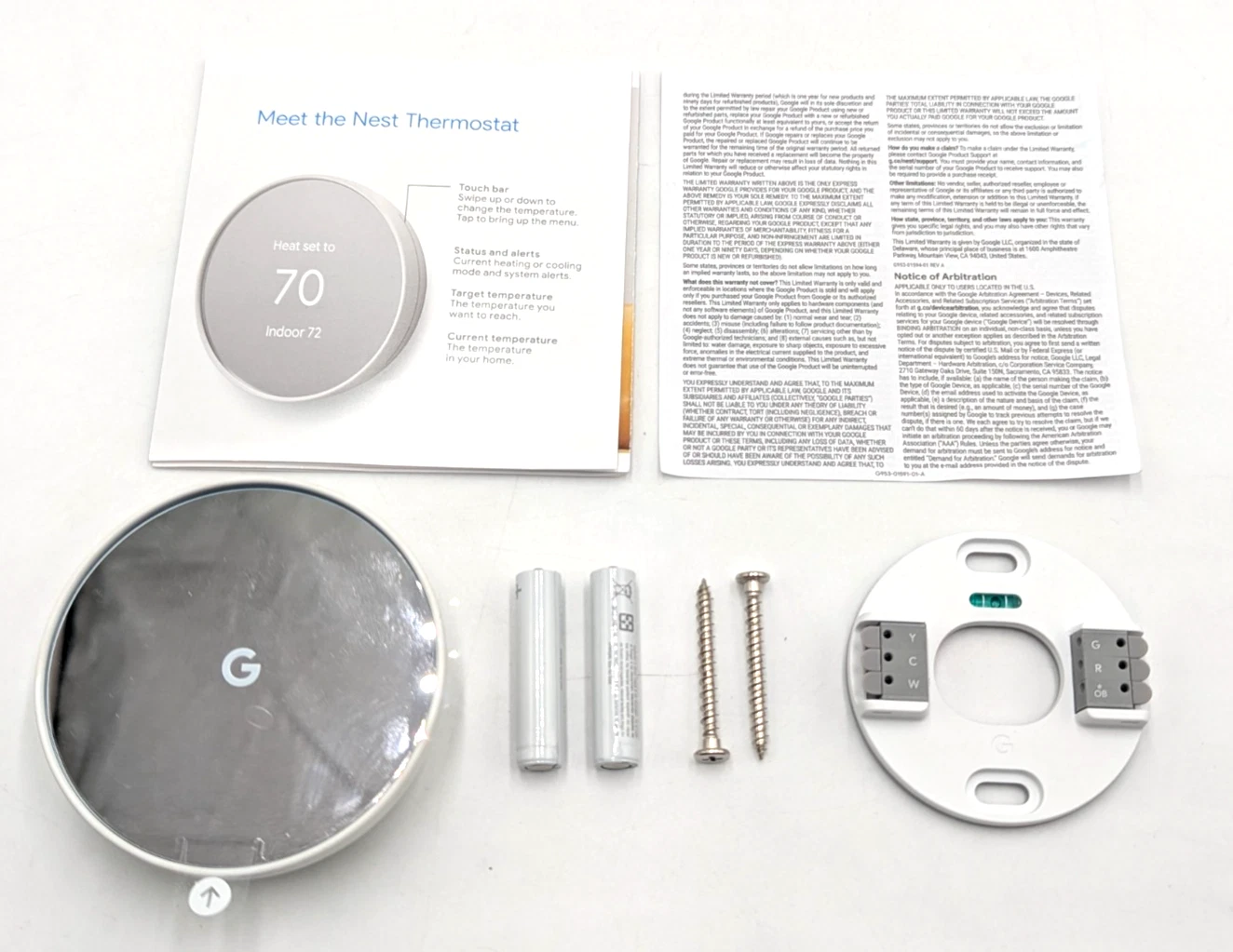 *Pre-Owned* Google Nest Smart Wi-Fi Thermostat- Battery Powered- Mirror Display