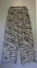 NWT Ulla Johnson Zebra Striped Wide Leg Pleated Cai Pants Size 2