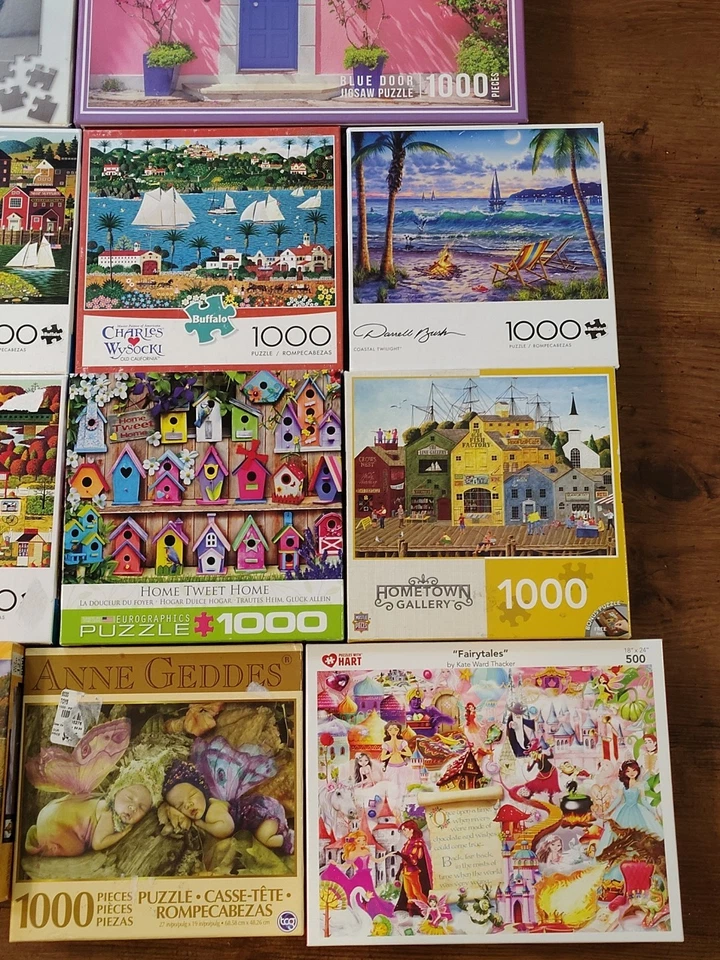 Lote de (14) 1000 Peças Vários Quebra-cabeças, Gato, Charles Wysocki, Buffalo Ect... - Imagem 4 de 4