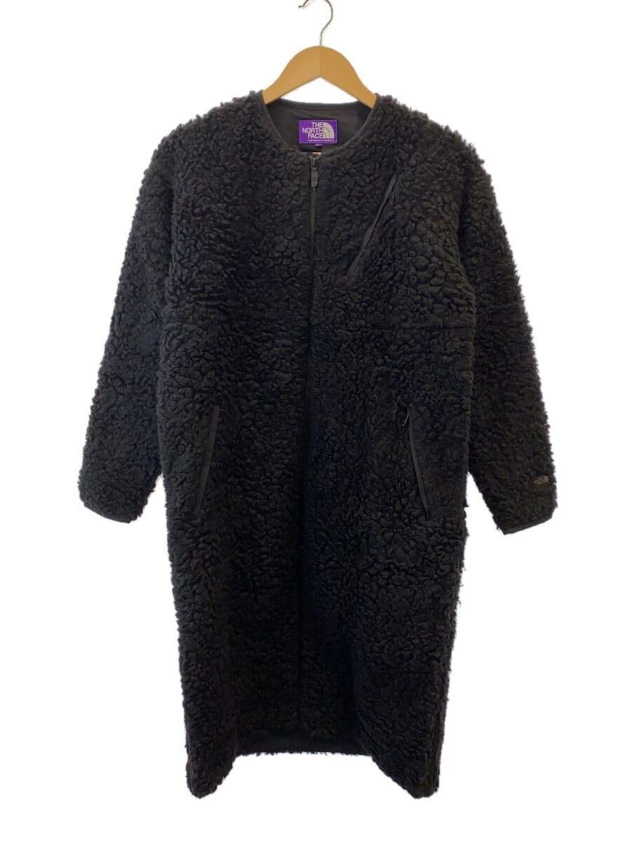 Cappotto lungo Nanamica altra lana boa pile campo poliestere BLK tinta unita