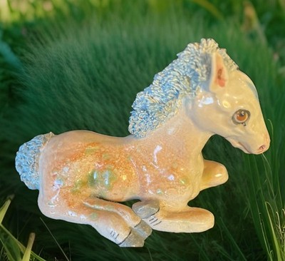 Hard To Find -Signed Basil Matthews Horse Figurine Blue Spaghetti Mane/tail