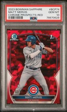 2023 Sapphire Edition Chrome Prospects Matt Mervis #BCP74 Red 02/10 PSA 10