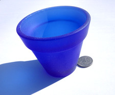 Sea Glass, Cobalt Blue Flowerpot 3x3"