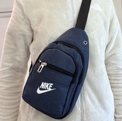 Nike Sling Bag Backpack Carry On Shoulder School Bag Navy Blue Denim Small NWT