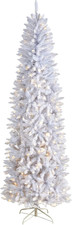 8Ft Slim White Christmas Tree with 400 Warm LED Lights 1348 Bendable Branches
