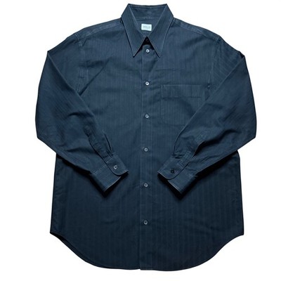 Armani Collezioni Dress Shirt Mens Large Black Tonal Chevron Stripe Long Sleeve