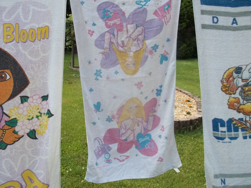 Barbie Bath towel Mirrored image for towel rack